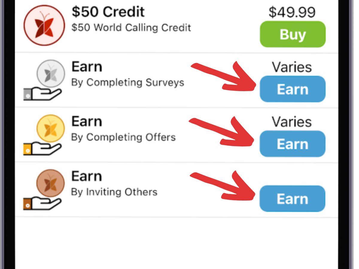 Choose one of the “Earn” options.